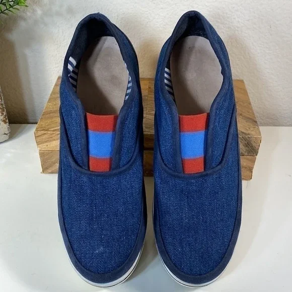 Stella McCartney Platform Slip On Sneakers Canvas And Suede Size 41 EU/11 US